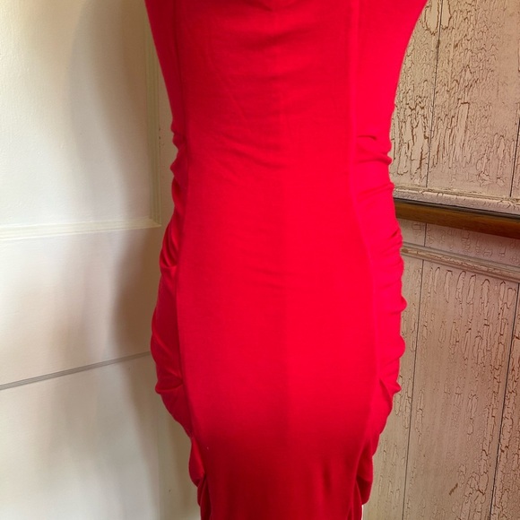 Bebe Elegant Red Off-Shoulder Dress - Picture 8 of 16